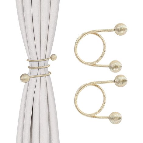 Lot de 2 Attaches Rideaux, Corde Tressée Déformable, Finition Métallique, pour Salon et Chambre (1/5)