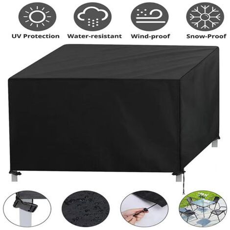 Tissu Oxford 420D résistant Housses Mobilier Jardin,Imperméable Anti-UV Exterieur Table Jardin Protection,pour Table Chaise Meubles-noir,250x250x90cm (1/5)