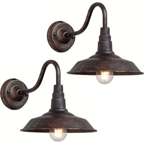 Lot De 2 Appliques Murales D'extérieur Rétro À Col De Cygne, Éclairage Intérieur Et Extérieur, Applique Murale Étanche IP54, Luminaire Edison Pour Cour, Jardin, Garage, Couloir (1/5)