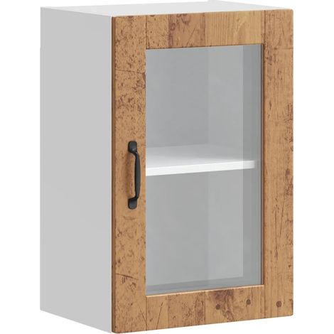 Mueble de pared de cocina de diseño moderno de 40 x 31 x 60 cm con puerta de cristal función decorativa en madera envejecida 020050320 (1/5)