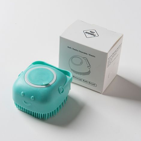 Cepillo de baño para mascotas, para gatos y perros, cepillo de baño de silicona, cepillo de masaje, herramienta de baño para mascotas (azul) (1/3)