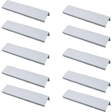 (Blanc)Lot de 10 Poignée Noir Poignée de Meuble Noir- Poignée Invisible Poignee de Meuble Cuisine Noir Poignée Meuble Noir Mat en Alliage d'Aluminium Entraxe 128mm (1/5)