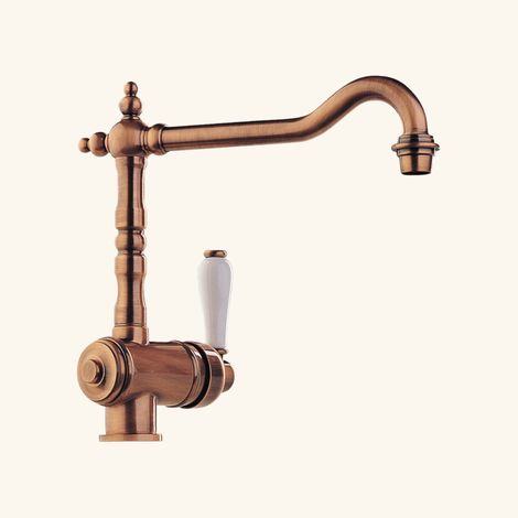 Cuisissimo – Robinet vintage vieux cuivre – Hauteur sous bec 185mm – Bec coudé 360° – Débit 14.21 l/min – Cartouche à disque céramique (1/7)