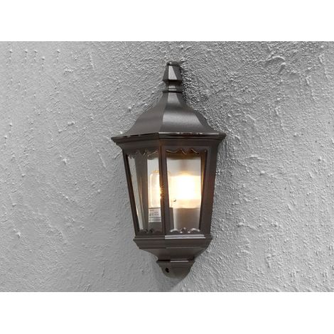 Schwarze Wandleuchte Halbschale FIRENZE, E27, Aluminium, Höhe 44 cm (1/4)