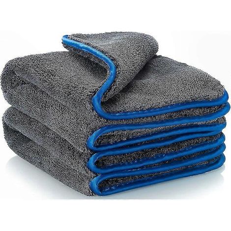 Mikrofasertuch (1200 g/m²), ultra-saugfähig, 40 x 40 cm, blau, 2er-Pack – ideal zum Trocknen und Polieren von Autos, für ein streifenfreies Ergebnis. (1/5)