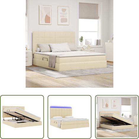 LED-Bett -  Bett mit Stauraum und LED mit LED Creme 160 x 200 cm Polyester (1/5)