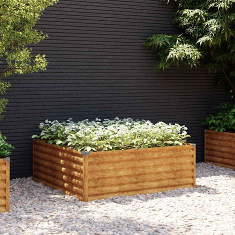 Lit surélevé de jardin 100x100x36 cm acier corten (1/5)