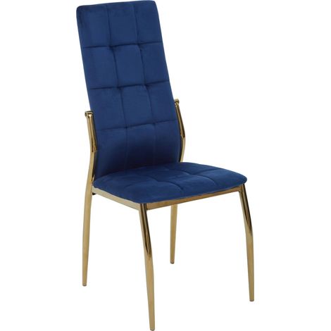 Interiors by Premier Dark Blue Velvet Dining Chair, Modern Dining Chair, Blue & Gold Velvet Upholstered Dining Chair for Home (1/5)