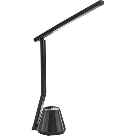 Lampe de Bureau Moderne en Matériau Synthétique 3 Modes CCT Variateur Abat-Jour Réglable et Porte-Stylo Noire Deneb