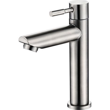 Lntyq Robinet de salle de bains, robinet d'évier d'eau froide uniquement, robinet de lavage à la main en cuivre chromé durable-robinet lavabo vasque 1 pièce (1/5)