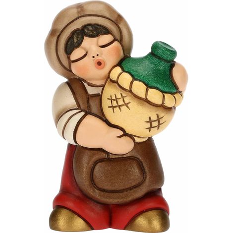 THUN - Oste con Damigiana in Ceramica Decorata a Mano, Colore Rosso, Linea Presepe Classico, Decorazioni Natale Casa, 5.1x3.5x8.1 cm h (1/4)