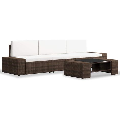 Maison Exclusive - 4-tlg. Garten-Lounge-Set Poly Rattan Braun (1/5)