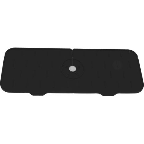 Tapis d'Évier en Silicone Anti-Éclaboussures Réutilisable et Durable pour Cuisine ou Salle de Bain Noir (1/5)