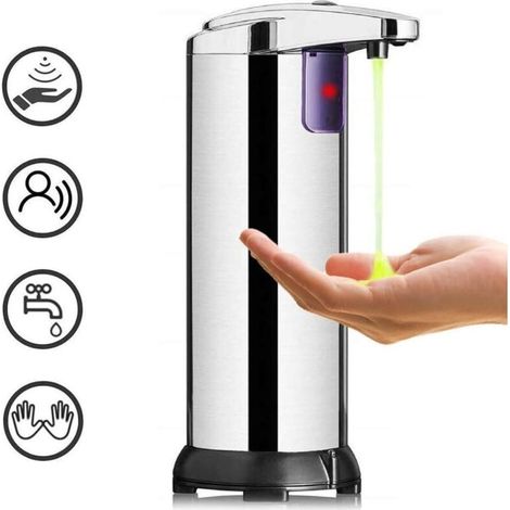 Distributeur de Savon Automatique en Acier Inoxydable - EINNENFFER - Capteur Infrarouge, 250 ml, Étanche, Design Moderne pour Cuisine, Salle de Bain et Bureau (1/5)