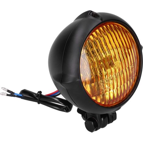 Vintage-Rundscheinwerferglas in Gelb für Motorräder, universelles 12V 35W Fernlicht, individuelle Ersatzlinse (1/5)