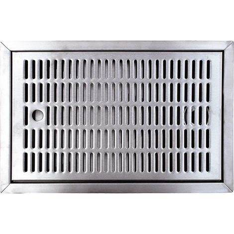 Trop-plein en acier inoxydable CNS à encastrer 440 x 240 mm avec raccord de vidange - Égouttoir, bac à gouttes pour bar, brasserie, industrie