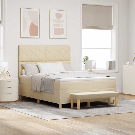 vidaXL Cama tipo Box Spring con cojín Crema 200 x 160 cm tela (1/5)