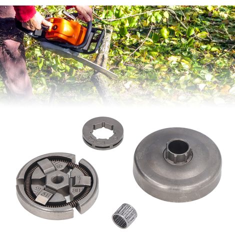 Convient pour les tronçonneuses HUSQVARNA 55, 51 et 50 : kit d'embrayage à sept dents avec disque d'entraînement divisé et rouleau à aiguilles. (1/5)