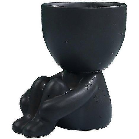 Mini pot de fleurs familial en forme d'être humain, mini pot de table en céramique pour plantes succulentes (1/2)