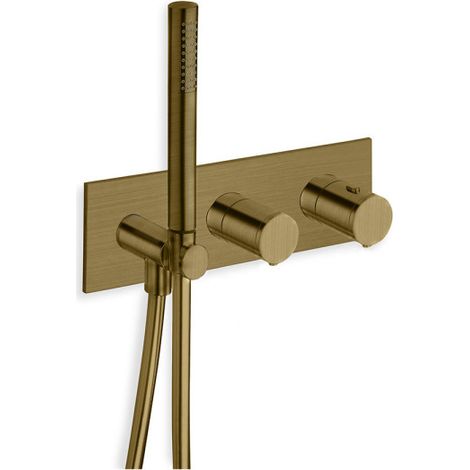 Façade douche thermostatique 3 sorties vieux bronze mat - CRISTINA - CRISTINA ONDYNA TV70293