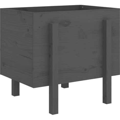 Vassoio per fioriera aiuola rialzata piante fiori terrazza giardino 62 x 50 x 57 cm legno massello di pino grigio 020037762