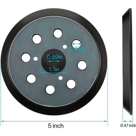 Platorello abrasivo Makita Triumph da 125 mm, dischi abrasivi a 8 fori, platorello Makita da 5 pollici per Makita BO 5010, 5030, 5031, 5041, DeWalt DW420, DW421, cavo Porter 390, 382, 343 (2 pezzi) (1/4)