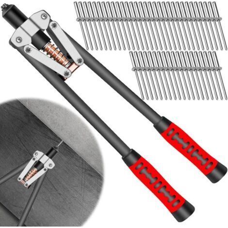 Pince a Rivet, 17" Pince a Rivet Pop Ensemble Comprenant 100 Rivets Aveugle Pince à Riveter 2,4 3,2 4,0 4,8 mm Professionnelle pour Rivets Aluminium Acier Inoxydable (1/4)
