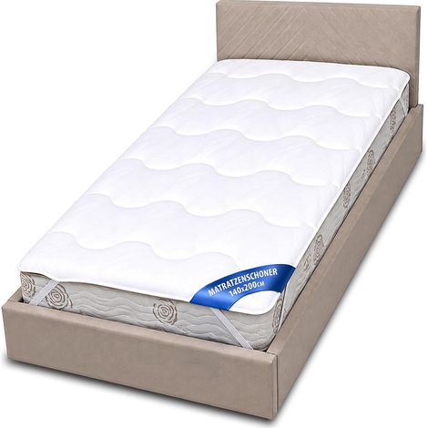 Protège Matelas 140x200cm - Surmatelas Matelassé avec 4 Élastiques aux Coins – Respirant & Lavable en Machine Protege Matelas pour Lit et Literie 140x200 cm (1/5)