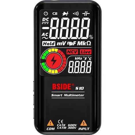 S10 Intelligent 9999 Compte Multimètre Numérique LCD AC/DC Voltmètre Ohmmètre Résistance Test Capacité Fréquence Continuité Diode Ligne NCV en direct avec Flash Light Data Hold (1/5)