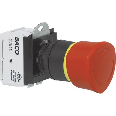BACO L22ER01D Not-Aus-Schalter Frontring Kunststoff, Schwarz 600 V 10 A IP69K 1 St. (1/2)