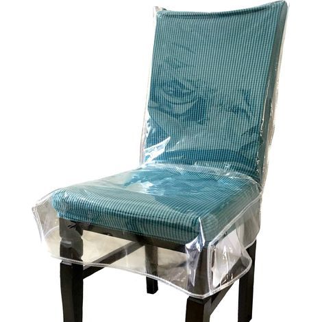 Housse de chaise de salle à manger en plastique avec dossier, housse de protection de siège en PVC transparent, housse imperméable, adaptée à L/21 x P/18 pouces (lot de 2) (1/5)