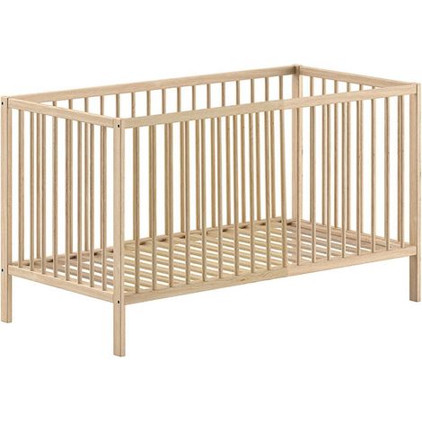 ELIOTT - Lit Bébé Evolutif 70x140 en Hêtre Massif Vernis Naturel