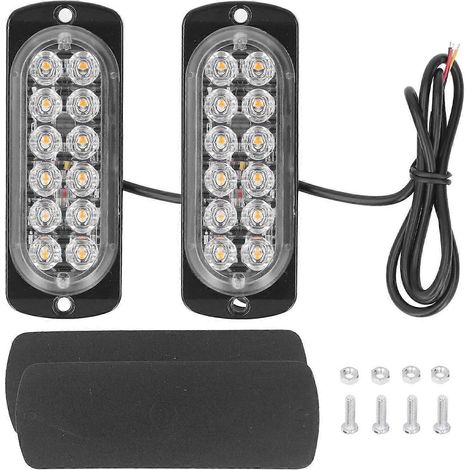 Lot de 2 feux de signalisation latéraux pour camion, 12 LED haute puissance, 36 W, 12-24 V, noir.