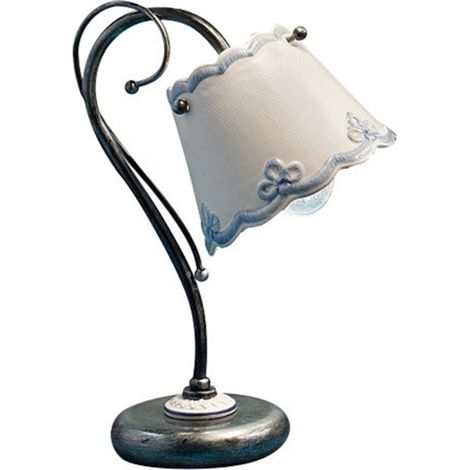 Lumetto Classico Ravenna Metallo E Ceramica Nero Sfumato Argento 1 Luce E14 (1/4)