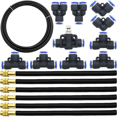 5M PE Tuyau Pneumatique + 6 pcs Buse rapide réglable omnidirectionnelle, Nouvelle buse de pulvérisation pour l'irrigation florale + 10 pcs Raccord Pneumatique (1/5)