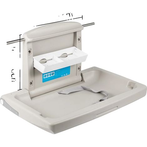 Table à langer pour bébé, design gain de place, sangle ajustable sécurisée, GRIS CLAIR (1/2)