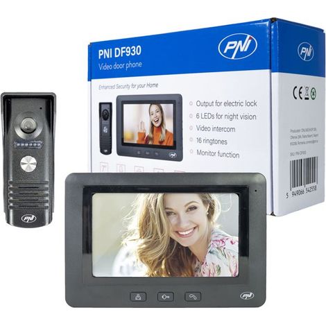Interphone vidéo - PNI DF930 - Écran LCD 7 pouces - Résolution 800 x 480 - Vision nocturne