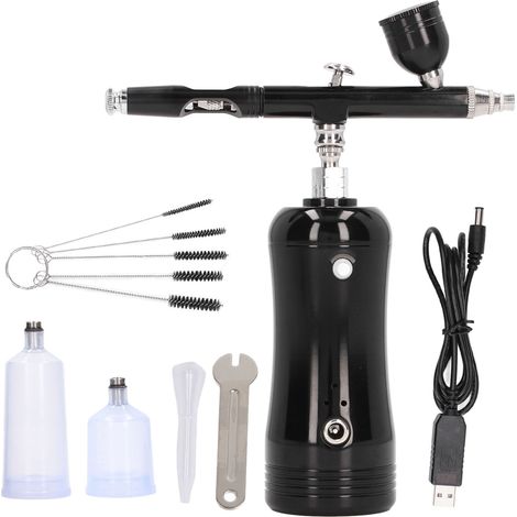 Kit aérographe amélioré avec compresseur portable, pistolet rechargeable sans fil 17,4psi, ensemble à main (1/5)