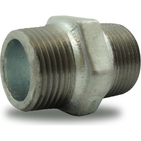 MAMELON EN FONTE MALLEABLE MALE/MALE, GALVANISE 3/4