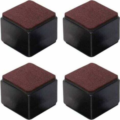Set of 4 self-adhesive carbon steel furniture risers - 50 mm high, suitable for beds, sofas, wardrobes - black squares (1/4)