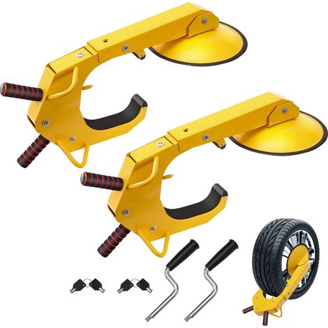 Antivol Voiture Universel Lot de 2 Sabots de Roue Antivol 16-38 cm Bloque-Roue en Acier Q235 Grande Ventouse 30 cm 4 Clés Dispositif de Blocage de Roue pour Véhicules Caravanes Camions Moto SUV (1/5)
