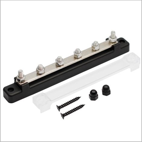 Bloc de Distribution D'alimentation 12V-48V DC Barres de Distribution D'énergie BusBar 150A avec 6 x M6 Boulons de Borne pour Voiture Camion Bateau Noir