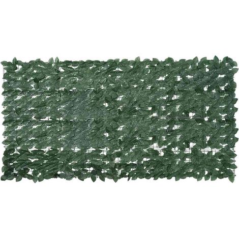 Pantalla de balcón de hojas verde oscuro 200x100 cm