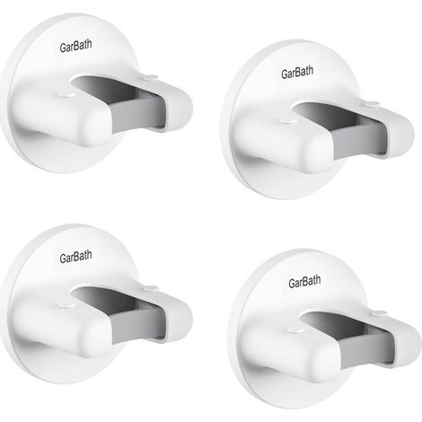 Lot de 4 crochets pour balai sans traces, crochets muraux pour balai de salle de bain, support de rangement sans perçage, pince pour balai avec boucle de fixation (1/5)