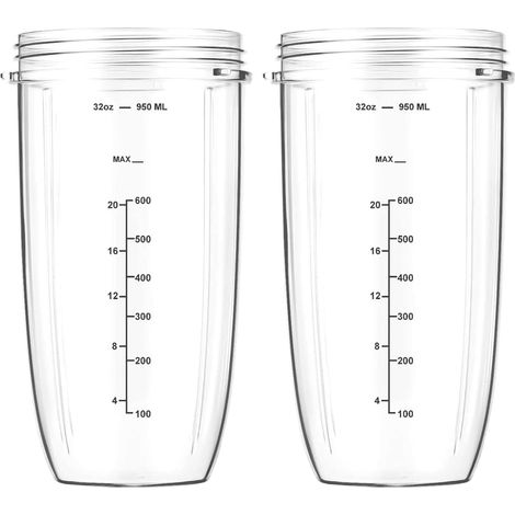 2 Gobelets Verre 950ml pour Mixeur 600W et 900W, Bols Solides Sans BPA, Lavable Lave-vaisselle, pour Smoothies et Jus Maison/p