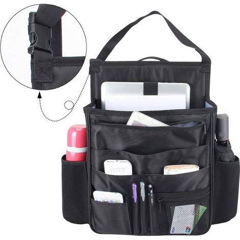 Organizzatore per auto per il sedile posteriore, organizer per il sedile posteriore, organizer con scomparti per laptop e tablet, nero (1/5)