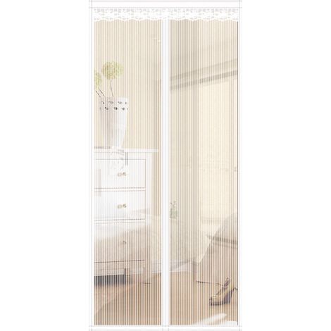 Mosquitera Magnética Para Puerta - Cierre Automático Con Imán - 110 x 220 cm - Bandas Blancas (1/5)