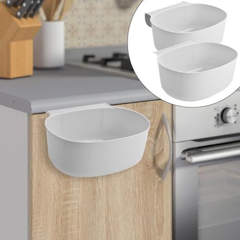 Juego de 2 contenedores de basura colgantes: cubo de basura de cocina para residuos domésticos，se puede colgar en la cocina (1/4)