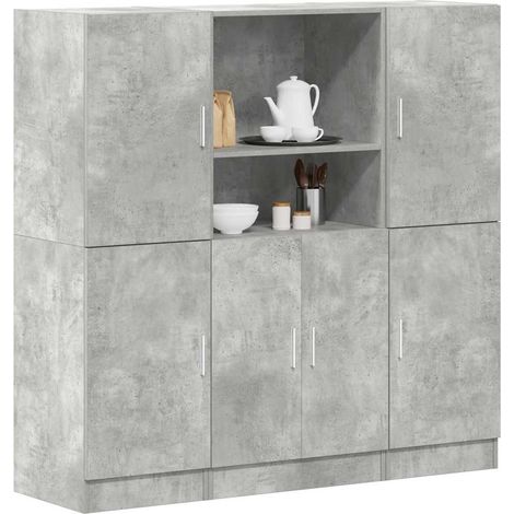 3-tlg. Küchenschrank-Set Betongrau Holzwerkstoff
