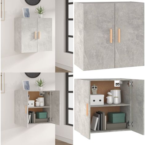 Armario de pared madera contrachapada gris hormigón 60x30x60 cm - Armario de madera - Armario de pared gris hormigón